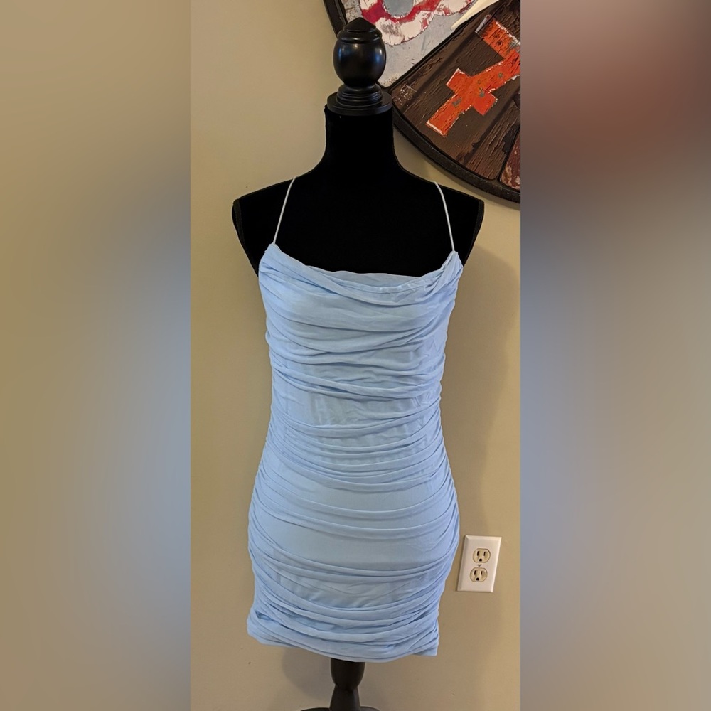 ✨✨Light Blue Ruched Mini Dress